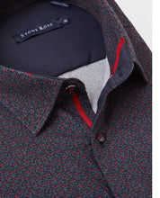 Load image into Gallery viewer, Navy Wine Glass Woven Long Sleeve Shirt