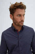 Load image into Gallery viewer, Navy Wine Glass Woven Long Sleeve Shirt