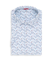 Load image into Gallery viewer, Stone Rose- Light Blue Geometric Performance Knit Short Sleeve Shirt
