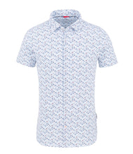 Load image into Gallery viewer, Stone Rose- Light Blue Geometric Performance Knit Short Sleeve Shirt