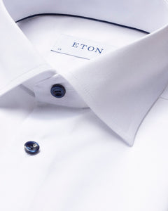 ETON- White Signature Twill Shirt - Navy Details