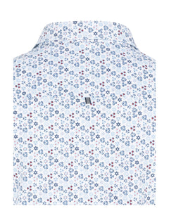 Stone Rose- Light Blue Geometric Performance Knit Short Sleeve Shirt