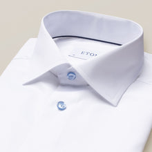 Load image into Gallery viewer, Eton- Fine twill, white dress shirt with light blue buttons
