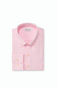 Peter Millar- Summer Comfort performance pink checked shirt