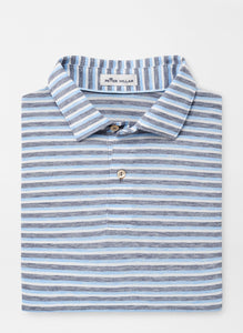 Peter Millar- performance polo- blue/ grey stripe