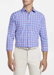 PETER MILLAR- Lane Performance Poplin Sport Shirt- Blue River