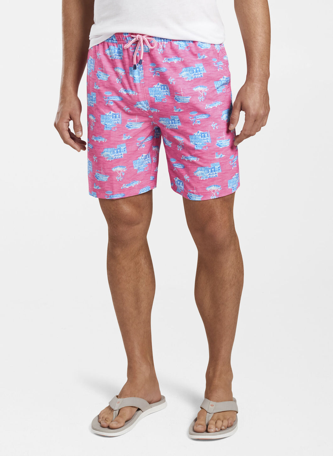 PETER MILLAR- Positano Paradise Swim Trunk-  PINK CALIENTE