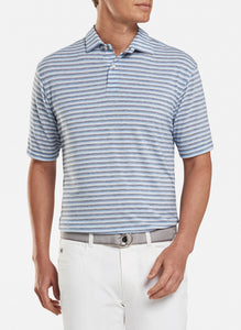 Peter Millar- performance polo- blue/ grey stripe