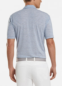 Peter Millar- performance polo- blue/ grey stripe