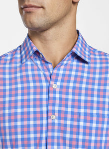 PETER MILLAR- Lane Performance Poplin Sport Shirt- Blue River