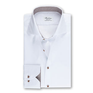 White Fitted Body Shirt With Contrast