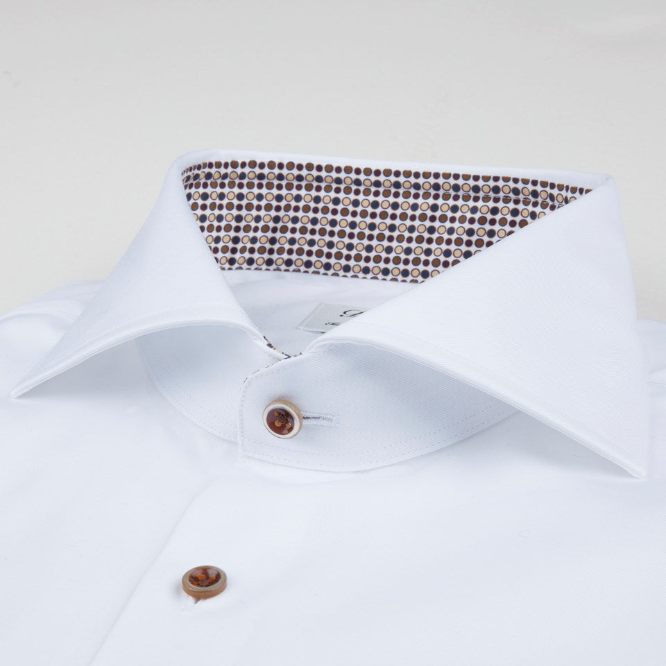 White Fitted Body Shirt With Contrast