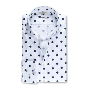 STENSTROMS- Polka Dot Casual Fitted Body Shirt