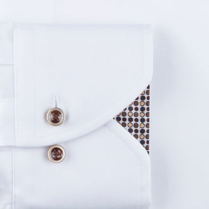 White Fitted Body Shirt With Contrast