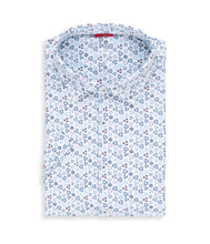 Load image into Gallery viewer, Stone Rose- Light Blue Geometric Performance Knit Short Sleeve Shirt
