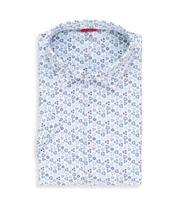 Stone Rose- Light Blue Geometric Performance Knit Short Sleeve Shirt