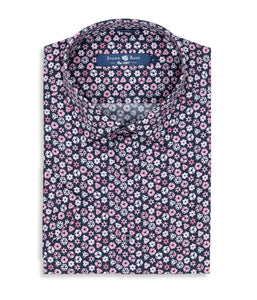 Stone Rose- Pink Geometric Print Short Sleeve Shirt
