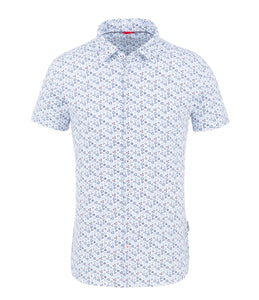 Stone Rose- Light Blue Geometric Performance Knit Short Sleeve Shirt