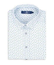 Load image into Gallery viewer, Stone Rose-Light Blue Floral Knit Short Sleeve Shirt
