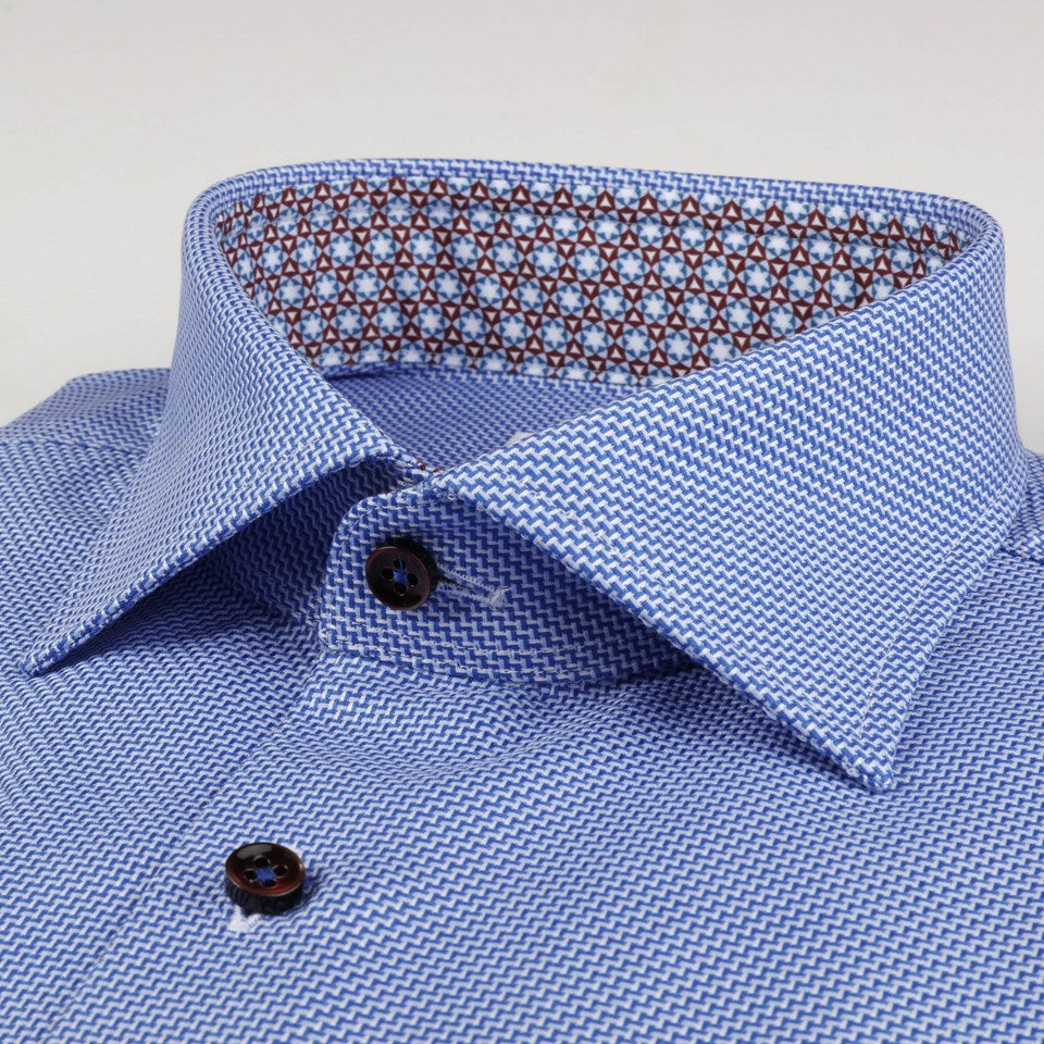 Textured Fitted Body Shirt With Contrast