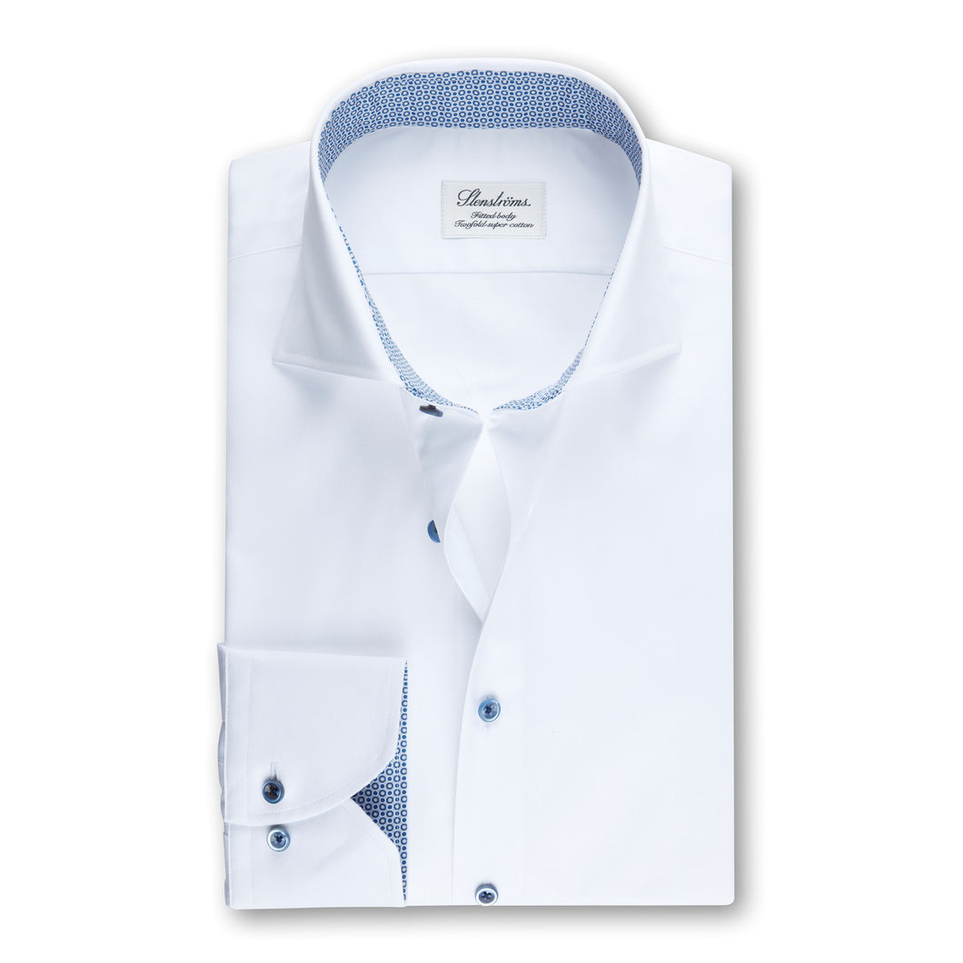 STENSTROMS- Fitted Body Shirt Contrast White