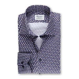 Fitted Body Shirt Hexagon Pattern Blue