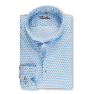 STENSTROMS- Casual Slimline Oxford Shirt Light Blue Pattern