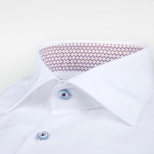Load image into Gallery viewer, STENSTROMS- Fitted Body Shirt White Medallion Contrast
