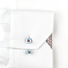 Load image into Gallery viewer, STENSTROMS- Fitted Body Shirt White Medallion Contrast
