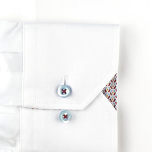 STENSTROMS- Fitted Body Shirt White Medallion Contrast