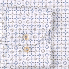 Load image into Gallery viewer, STENSTROMS- White, Blue and Tan Print Shirt- Fitted Body
